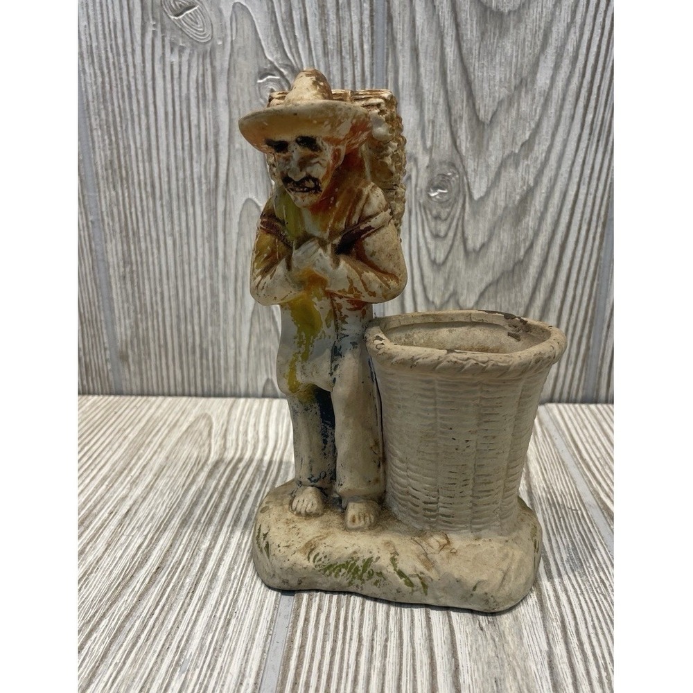 Vintage Ceramic Mexican Man Sombrero Planter Figurine Japan Folk Art 5.25" - Picture 8 of 8